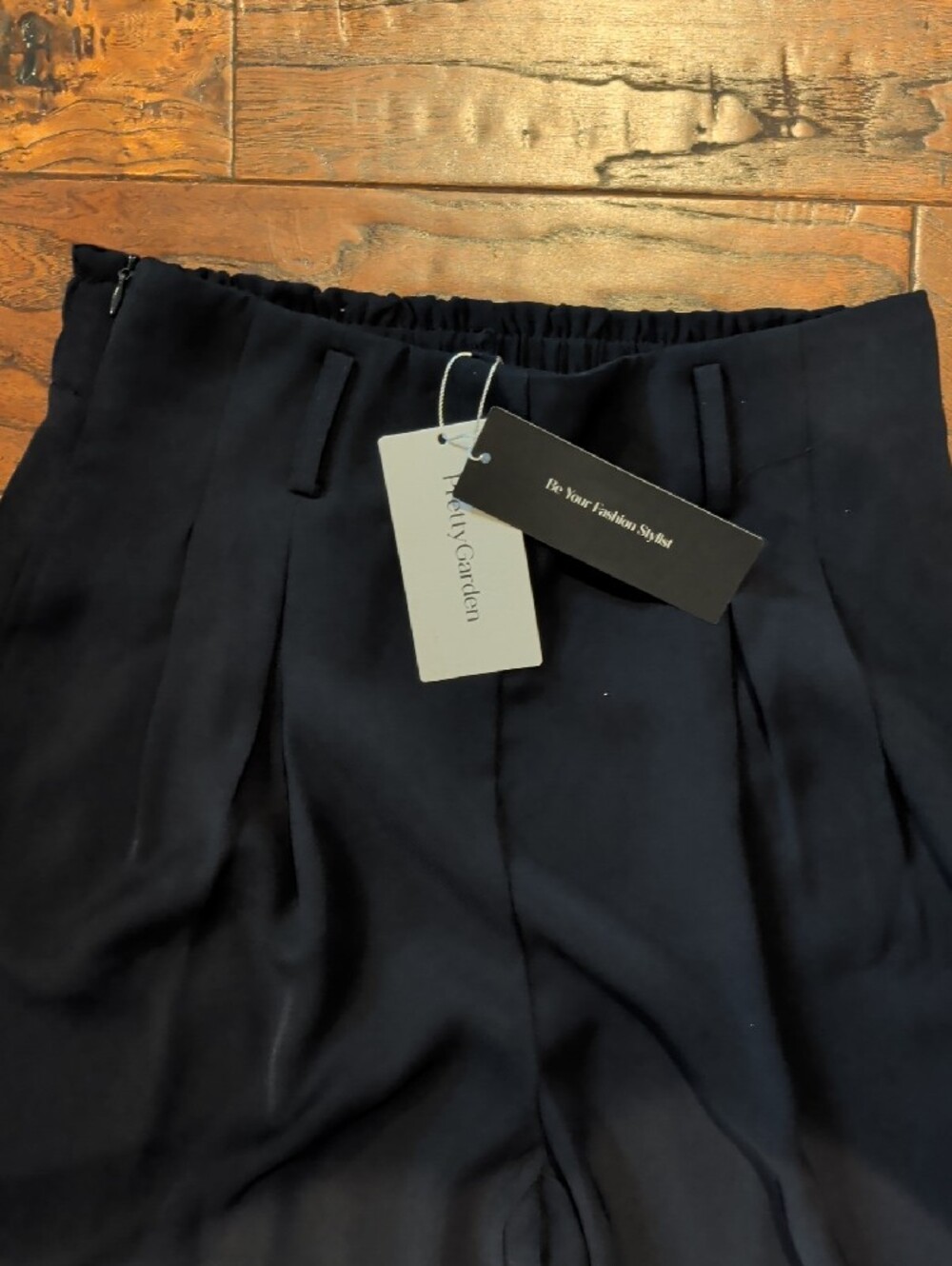 High-Rise Navy Wide-Leg Trousers for Women - Picture 3 of 7